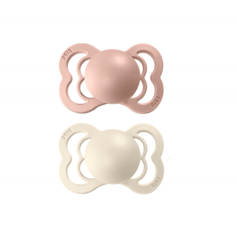 2 CHUPETES BIBS 0-6 m IVORY/BLUSH