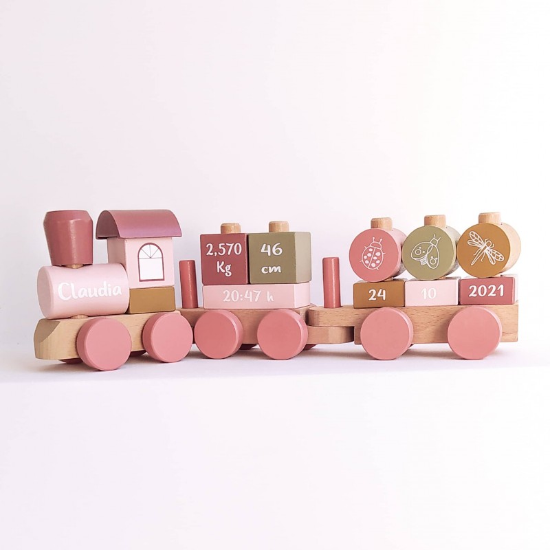 tren-personalizable-datos-nacimiento-flowers-rosa