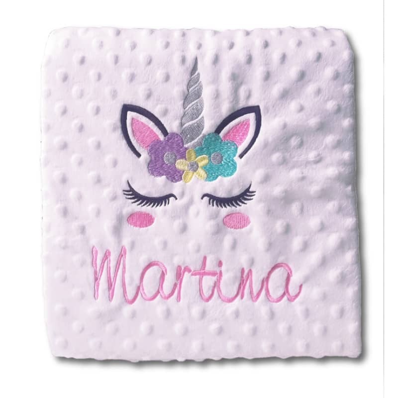 Manta cumple mes de unicornio personalizada