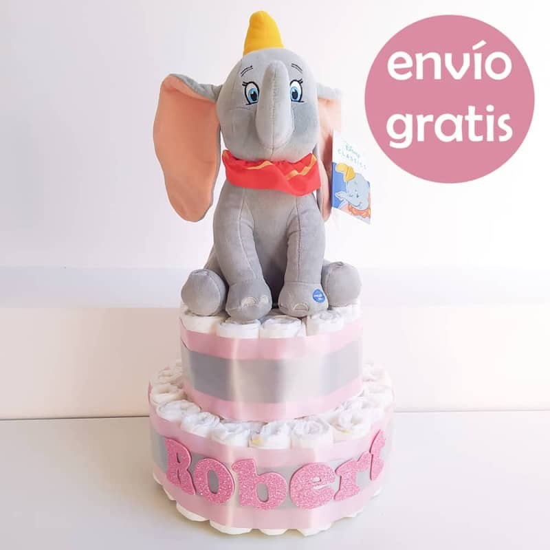 Tarta de Pañales Elegante Dumbo de niño - Cositas Chulas