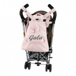 Bolso Talega Polipiel Personalizado Carrito Bebe -Danielstore. Nombre bebe  bordado- Color negro