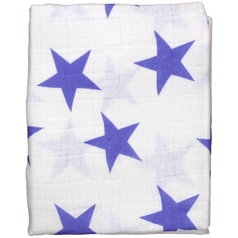 Muselina Algodón 120 cm x 120 cm Estrellas Azul