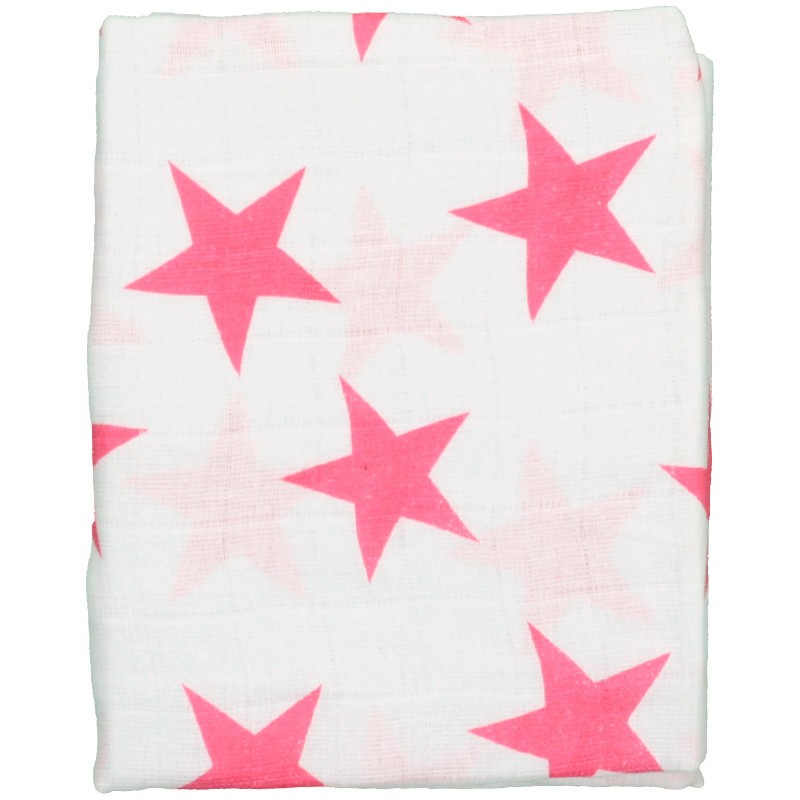 Muselina Algodón 120 cm x 120 cm Estrellas Rosa