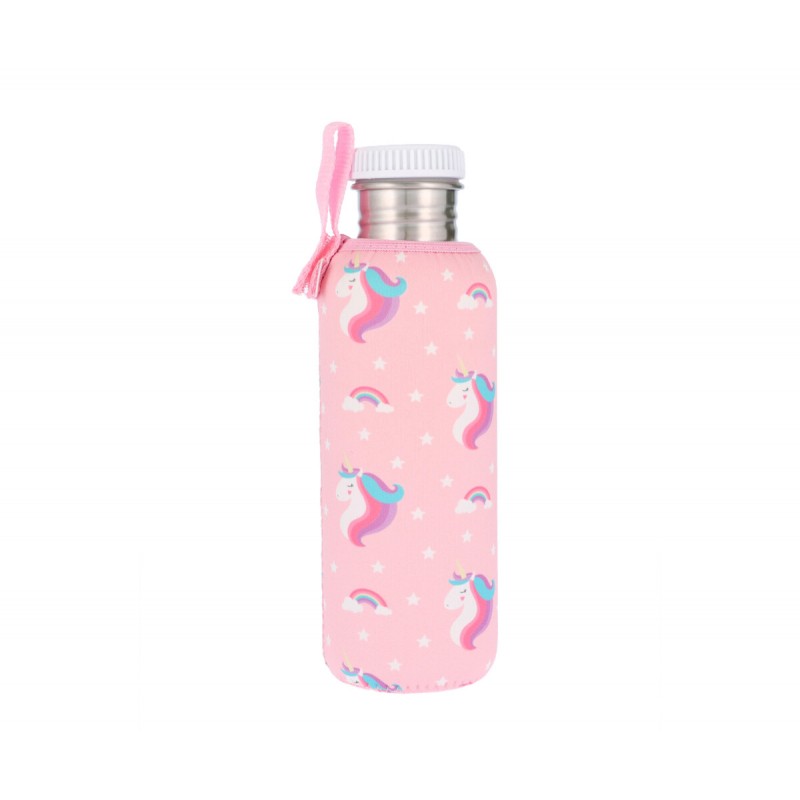 Botella acero 750 ml + Funda Unicornios Personalizable